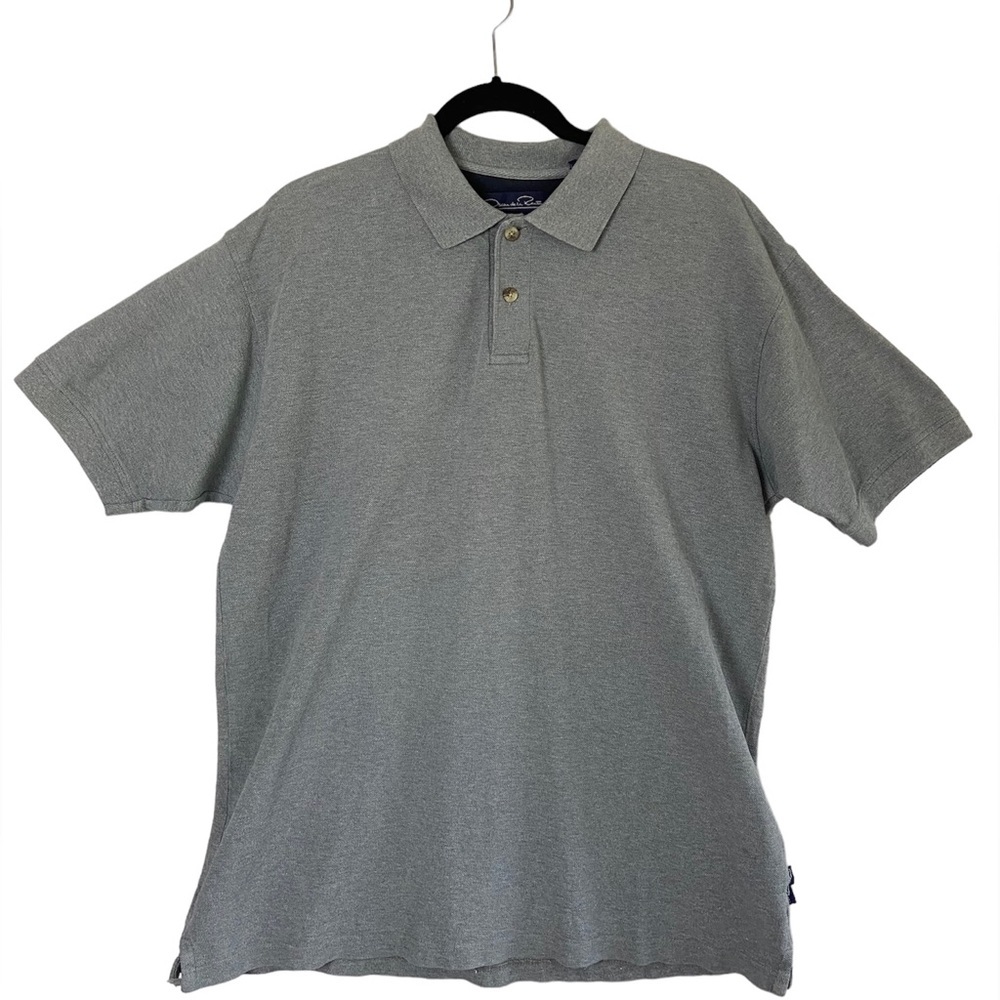 Oscar de la Renta Grey Casual Cotton Short Sleeve Polo Shirt - Large